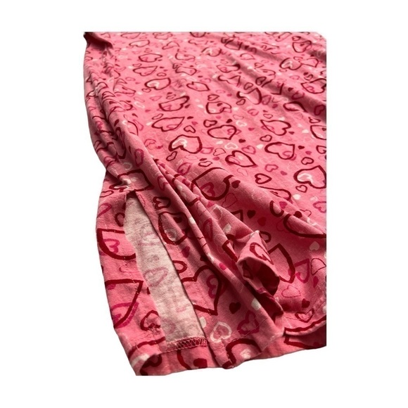 Dreams & Co V Neck Hearts All Over Sleep Shirt Pink 100% Cotton Size M/L - Picture 5 of 5